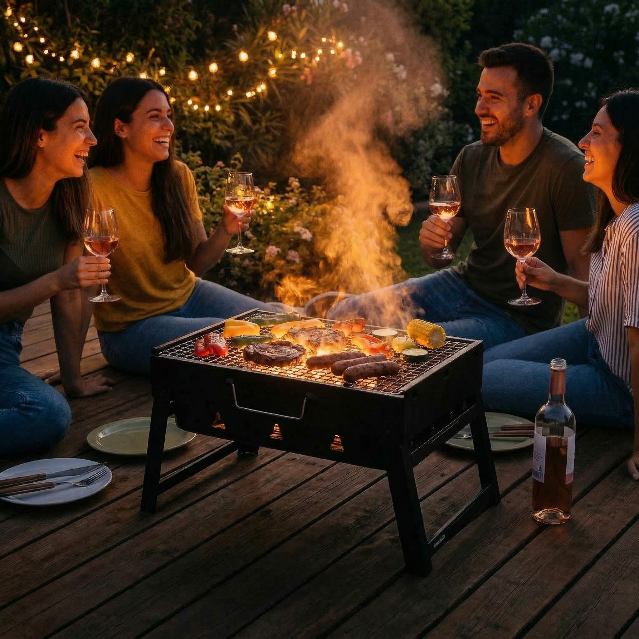 Barbecue pliable portable